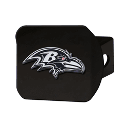 Baltimore Ravens Black Metal Hitch Cover with Metal Chrome 3D Emblem