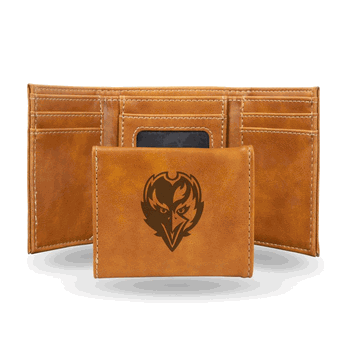 Baltimore Ravens Brown Laser Engraved Faux Leather Trifold