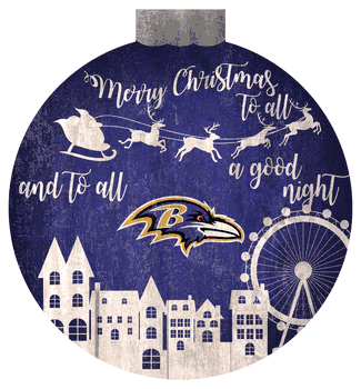 Baltimore Ravens Christmas Village 12in Wall Art