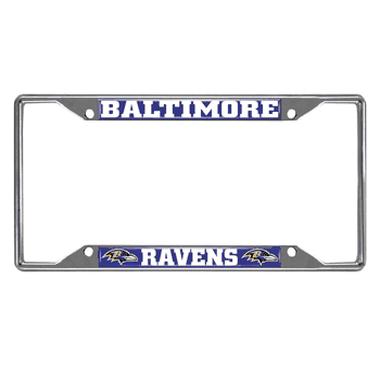 Baltimore Ravens Chrome Metal License Plate Frame, 6.25in x 12.25in