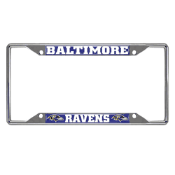 Baltimore Ravens Chrome Metal License Plate Frame, 6.25in x 12.25in