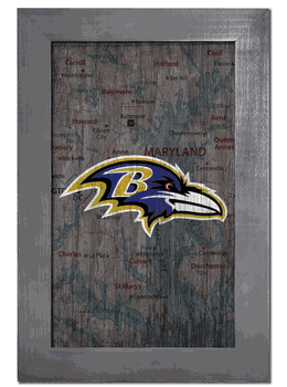 Baltimore Ravens City Map 11x19 Sign