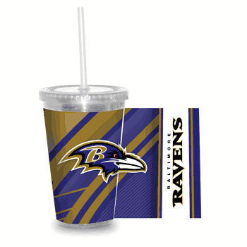 Baltimore Ravens Clear Tumbler W/Straw