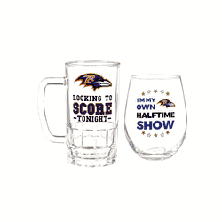 Baltimore Ravens Drink Set Boxed 17oz Stemless Wine and 16oz Tankard