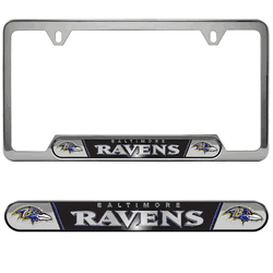 Baltimore Ravens Embossed License Plate Frame, 6.25in x 12.25in