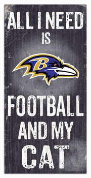 Baltimore Ravens Football and My Cat 6x12 Sign