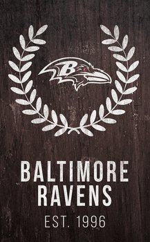 Baltimore Ravens Laurel Wreath 11x19 Sign