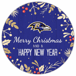 Baltimore Ravens Merry Christmas & New Year 12in Circle