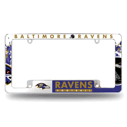 Baltimore Ravens Primary 12" x 6" Chrome All Over Automotive License Plate Frame