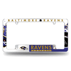 Baltimore Ravens Primary 12" x 6" Chrome All Over Automotive License Plate Frame for Car/Truck/SUV