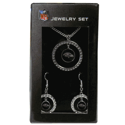 Baltimore Ravens Rhinestone Hoop Jewelry Set