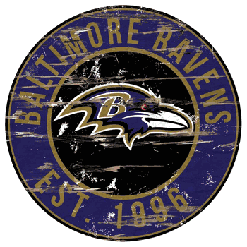 Baltimore Ravens Round Distressed Sign