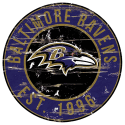 Baltimore Ravens Round Distressed Sign