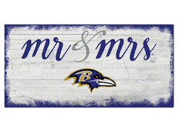 Baltimore Ravens Script Mr & Mrs 6x12 Sign