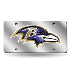 Baltimore Ravens Silver 12" x 6" Silver Laser Cut Tag For Car/Truck/SUV