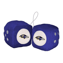 Baltimore Ravens Team Color Fuzzy Dice Dcor 3" Set