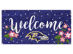 Baltimore Ravens Welcome Floral 6x12 Sign