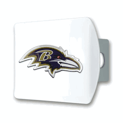 Baltimore Ravens White Metal Hitch Cover with  3D Color Emblem