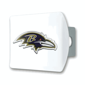 Baltimore Ravens White Metal Hitch Cover with  3D Color Emblem