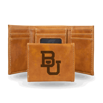 Baylor Bears Brown Laser Engraved Faux Leather Trifold