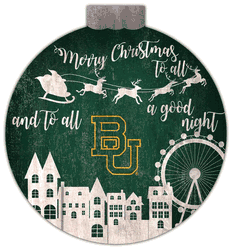 Baylor Bears Christmas Village 12in Wall Art