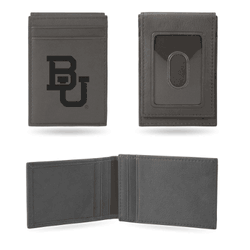 Baylor Bears Gray Laser Engraved Front Pocket Wallet