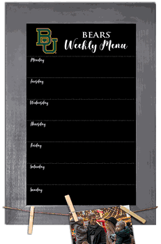 Baylor Bears Weekly Chalkboard with frame & clothespins 11x19 Sign