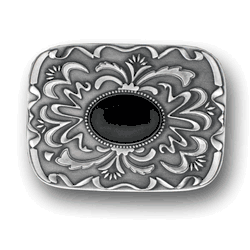 Black Stone with Western Scroll Rhinestone Belt Buckle