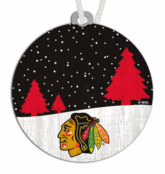 Blackhawks Snow Scene Ornament