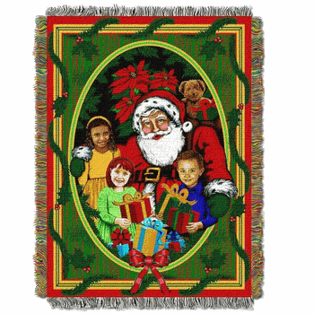 Blitzen Holiday Tapestry Throw Blanket 48x60 Inches