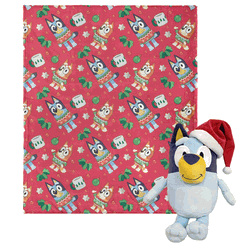 Bluey Festive Sweaters Hugger Pillow & Silk Touch Throw Blanket Set 40x50 Inches