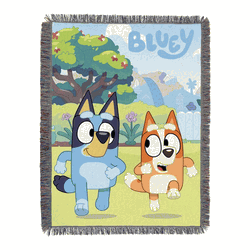 Bluey Jogging Bluey Woven Tapestry Wall Hanging 48x60 Inches