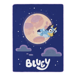 Bluey Over The Moon Micro Raschel Throw Blanket 48x60 Inches