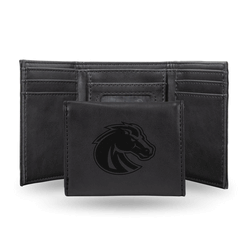 Boise State Broncos Black Laser Engraved Faux Leather Trifold