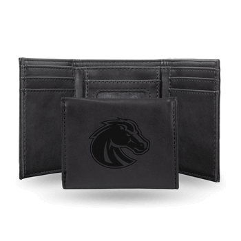 Boise State Broncos Black Laser Engraved Faux Leather Trifold