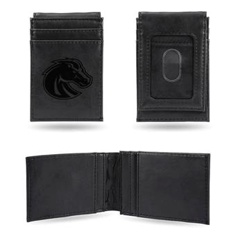 Boise State Broncos Black Laser Engraved Front Pocket Wallet