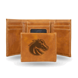 Boise State Broncos Brown Laser Engraved Faux Leather Trifold