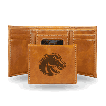 Boise State Broncos Brown Laser Engraved Tri-Fold Wallet