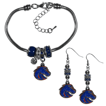 Boise State Broncos Euro Bead Earrings and Bracelet Set
