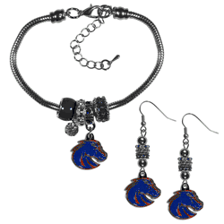 Boise State Broncos Euro Bead Earrings and Bracelet Set