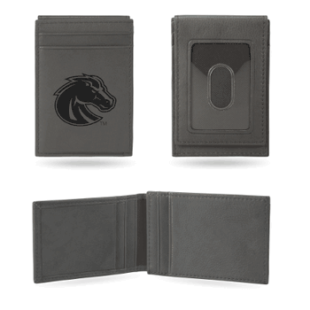 Boise State Broncos Gray Laser Engraved Front Pocket Wallet