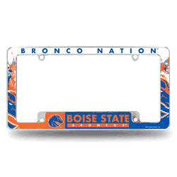 Boise State Broncos Primary 12" x 6" Chrome All Over Automotive License Plate Frame for Car/Truck/SUV