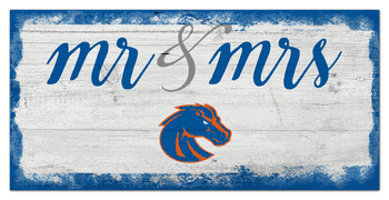 Boise State Broncos Script Mr & Mrs 6x12 Sign
