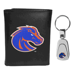 Boise State Broncos Tri-fold Wallet & Steel Key Chain