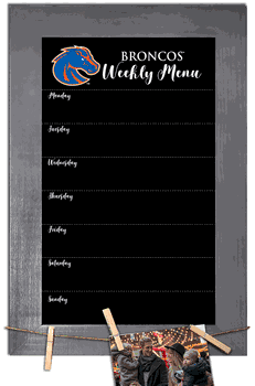 Boise State Broncos Weekly Chalkboard with frame & clothespins 11x19 Sign