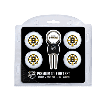 Boston Bruins 4 Ball Gift Set + Divot Tool & Marker