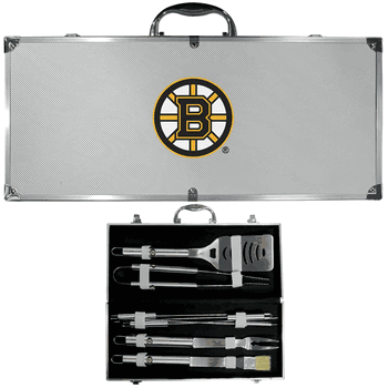 Boston Bruins 8 pc Stainless Steel BBQ Set w/Metal Case