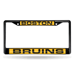 Boston Bruins Black 12" x 6" Black Laser Cut Chrome Frame