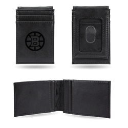 Boston Bruins Black Laser Engraved Front Pocket Wallet