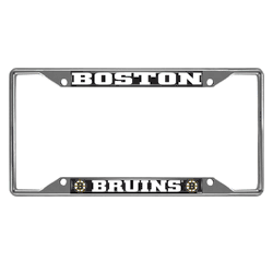 Boston Bruins Chrome Metal License Plate Frame, 6.25in x 12.25in